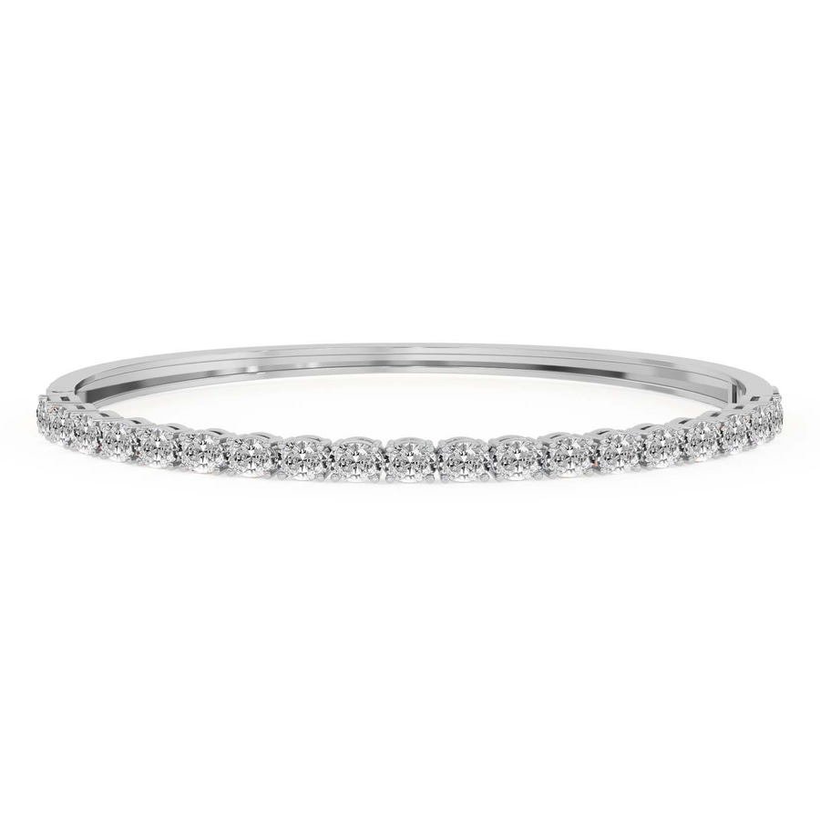 14ct White Gold Oval Serenity Lab Diamond Openable Bangle Bracelet (1 Ct. Tw.) front image