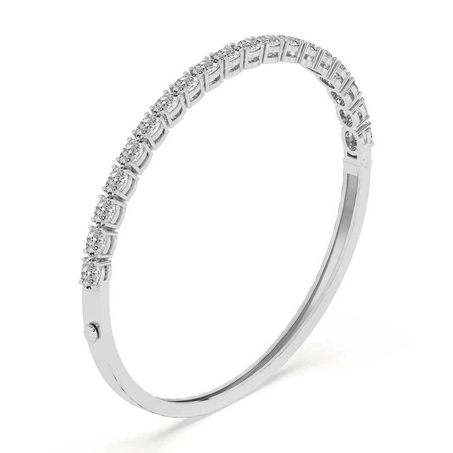 14ct White Gold Oval Serenity Lab Diamond Openable Bangle Bracelet (1 Ct. Tw.) right