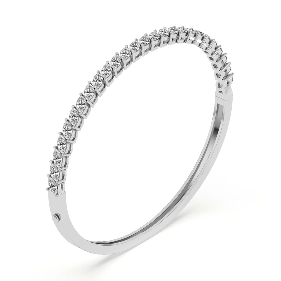 14kt White Gold Tear of Light Marquise Lab Diamond Openable Bangle Bracelet (1 Ct. Tw.) right