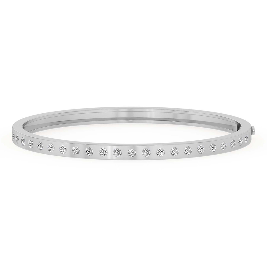 14kt White Gold Round Glow Classic Lab Diamond Openable Bangle Bracelet (2 Ct. Tw.) front image