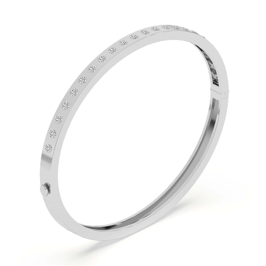 14kt White Gold Round Glow Classic Lab Diamond Openable Bangle Bracelet (2 Ct. Tw.) right