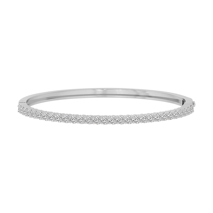 14kt White Gold Round Embrace Lab Diamond Openable Bangle Bracelet (3 Ct. Tw.) front image