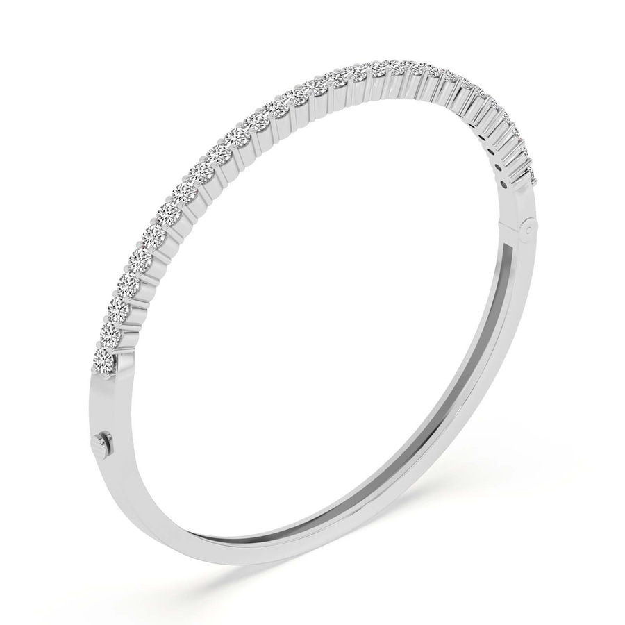 14kt White Gold Round Embrace Lab Diamond Openable Bangle Bracelet (3 Ct. Tw.) right