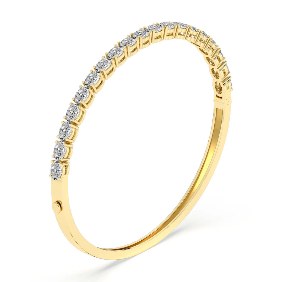 14kt Yellow Gold Oval Serenity Lab Diamond Openable Bangle Bracelet (5 Ct. Tw.) right