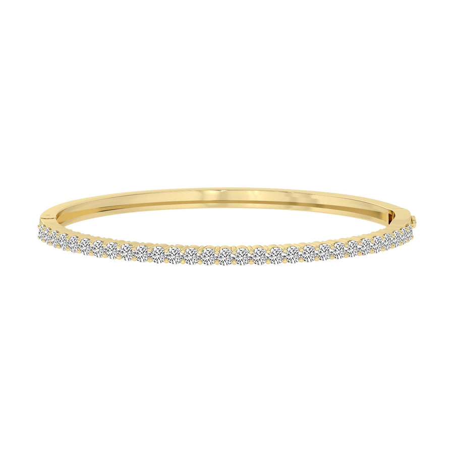 14ct Yellow Gold Round Embrace Lab Diamond Openable Bangle Bracelet (5 Ct. Tw.) front image