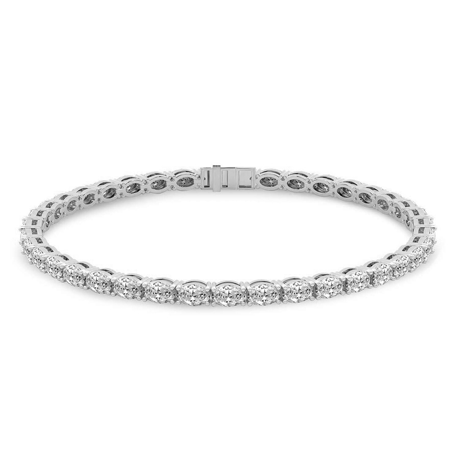 Platinum Aldea Oval Lab Diamond Tennis Bracelet (20 Ct. Tw.) side right image one