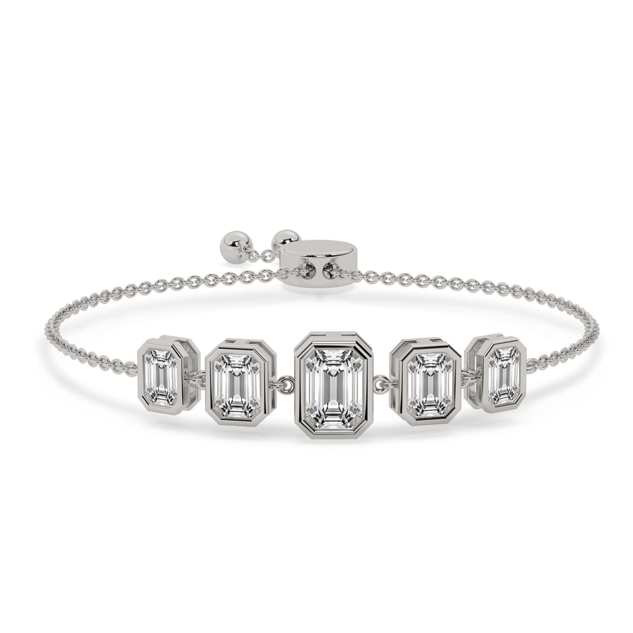 14kt White Gold Daisy Five Stone Emerald Fashion Bracelet (4 Ct. Tw.) front image