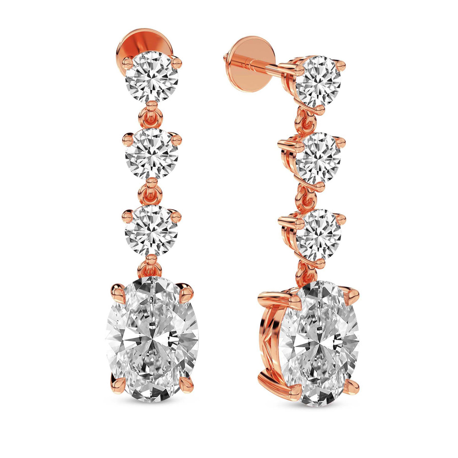 10kt Rose Gold Elysium Fashion Lab Diamond Dangle Earrings (4 Ct. Tw.) side right image one