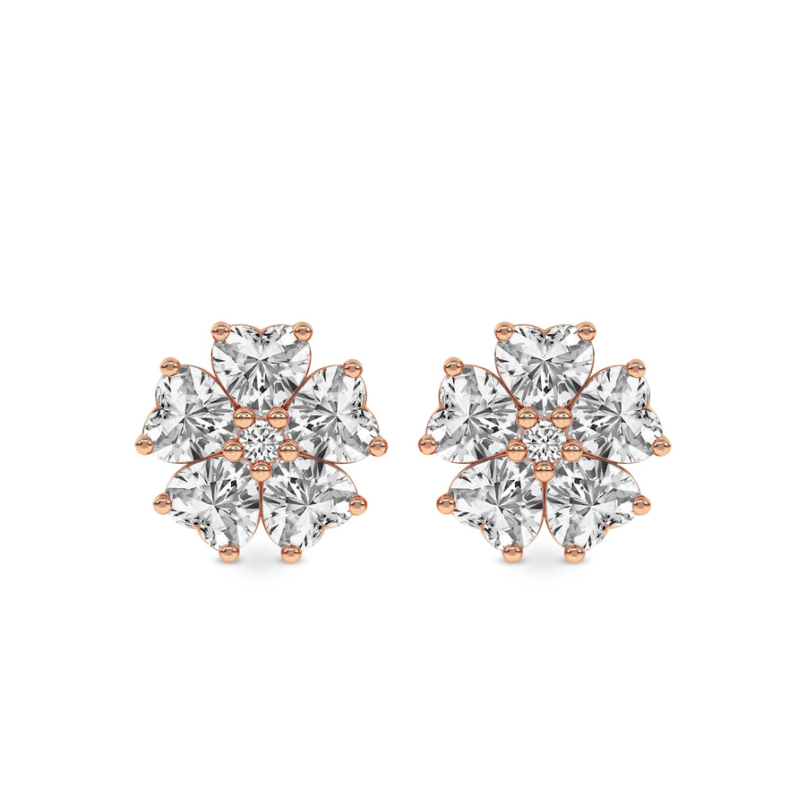 10kt Rose Gold Thalia Bloom Fashion Flower Lab Diamond Stud Earrings (6 Ct. Tw.) front image
