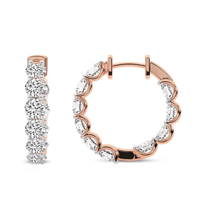 14kt Rose Gold Sirena Round Lab Diamond Hoop Earrings (4 Ct. Tw.) side right image one