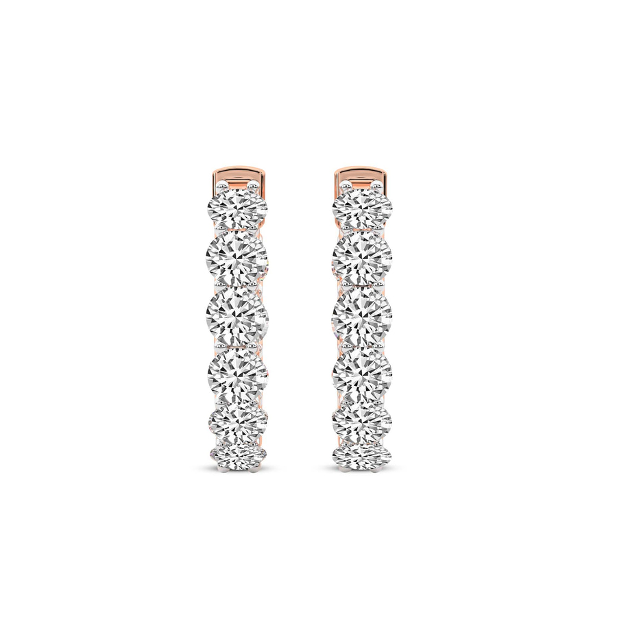 14kt Rose Gold Sirena Round Lab Diamond Hoop Earrings (4 Ct. Tw.) standing product image one