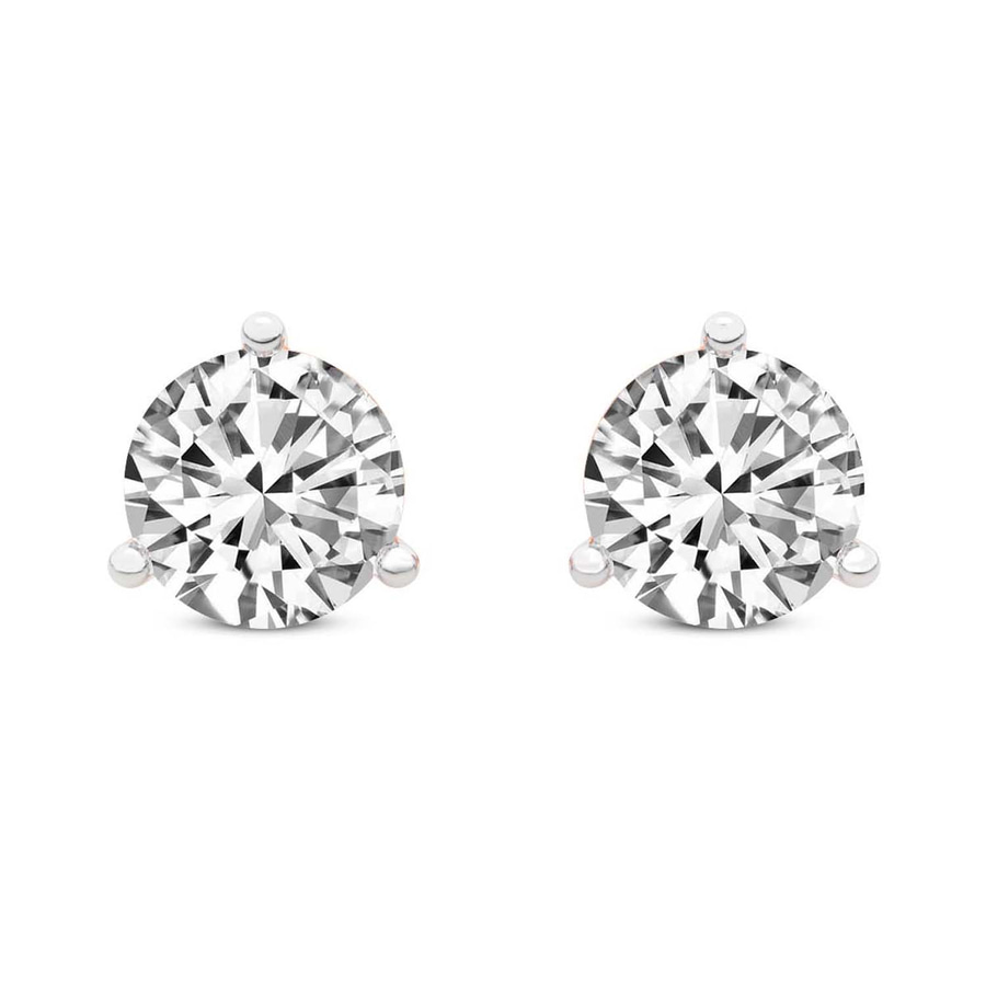 14kt Rose Gold Three Prong Martini Round Lab Diamond Stud Earrings (1 Ct. Tw.) front image