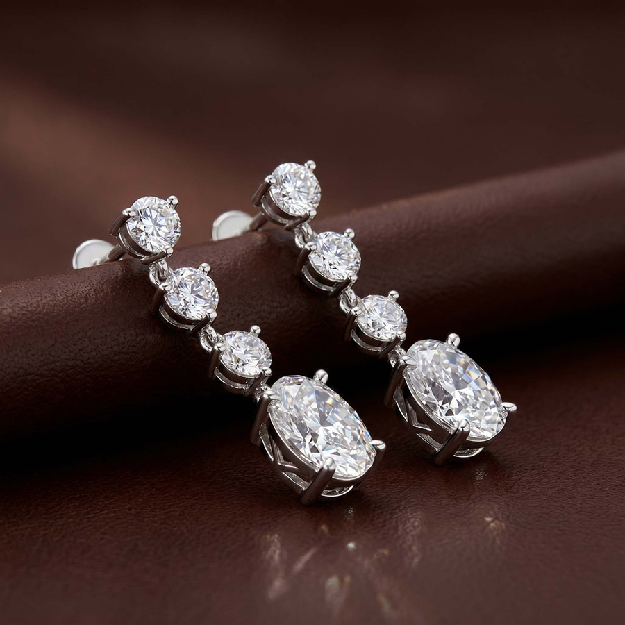 14kt White Gold Elysium Fashion Lab Diamond Dangle Earrings (4 Ct. Tw.) color product image two