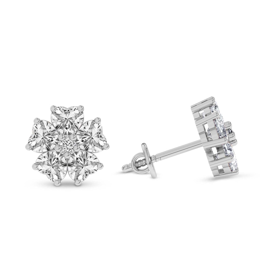 Platinum Thalia Bloom Fashion Flower Lab Diamond Stud Earrings (1 Ct. Tw.) right