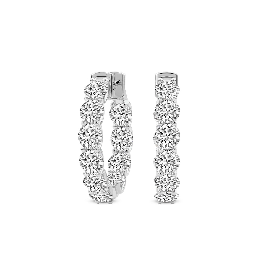 Platinum Sirena Round Lab Diamond Hoop Earrings (6 Ct. Tw.) front image