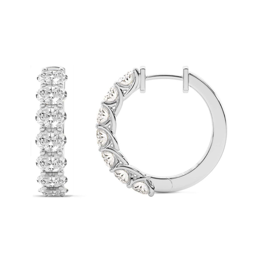 10kt White Gold Jovana Oval Lab Diamond Hoop Earrings (7 Ct. Tw.) side right image one