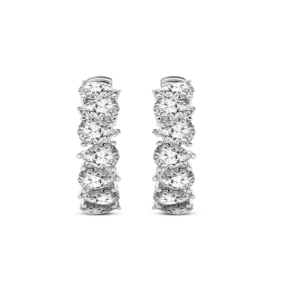 Platinum Eudora Pear Lab Diamond Hoop Earrings (2 Ct. Tw.) standing product image one
