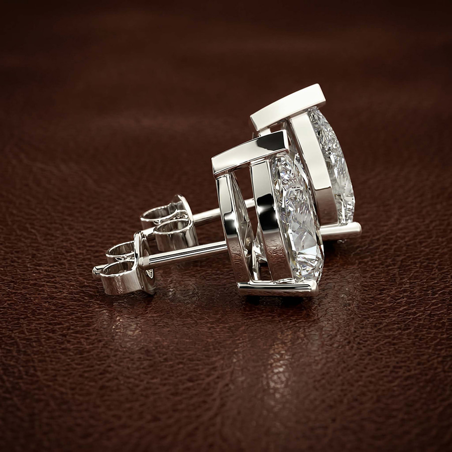 14ct White Gold Three Prong Pear Lab Diamond Stud Earrings (12 Ct. Tw.) color product image two