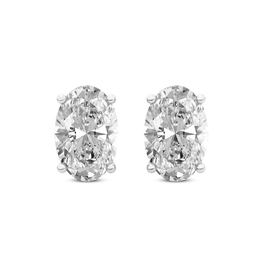 14ct White Gold Four Prong Oval Lab Diamond Stud Earrings (4 Ct. Tw.) front image