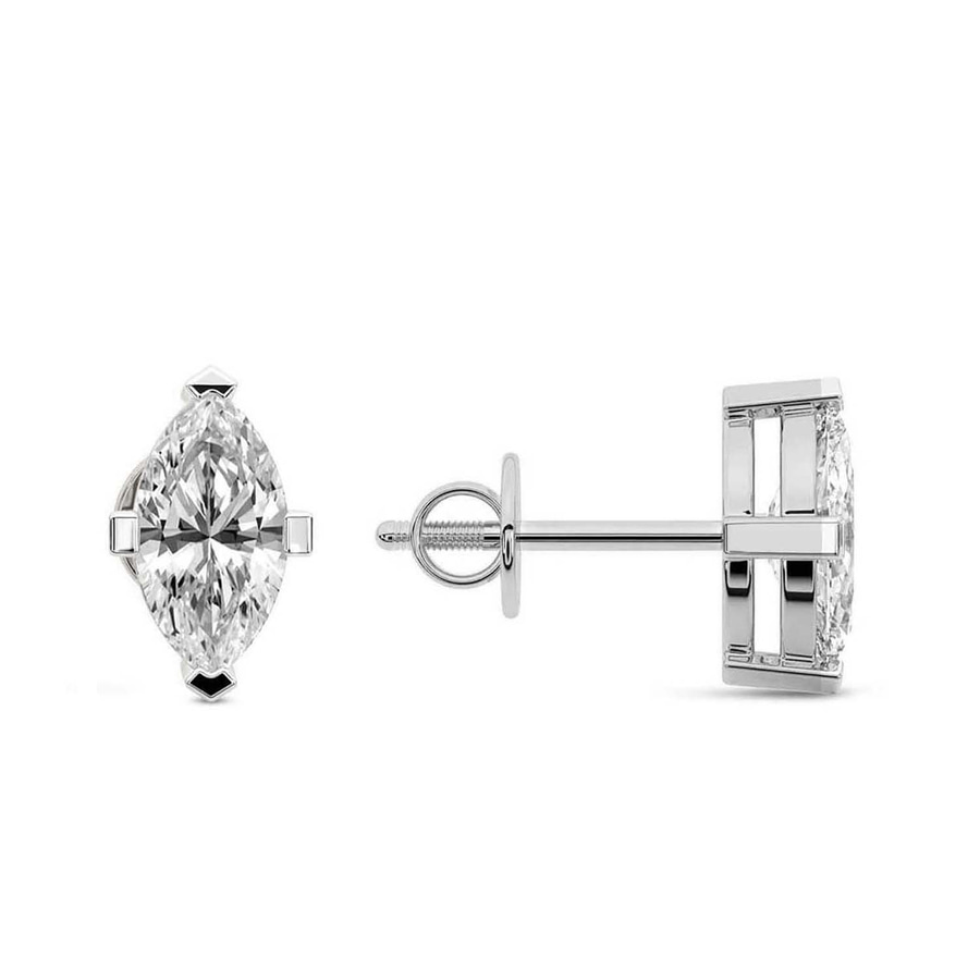 9ct White Gold Four Prong Marquise Lab Diamond Stud Earrings (1 Ct. Tw.) standing product image one