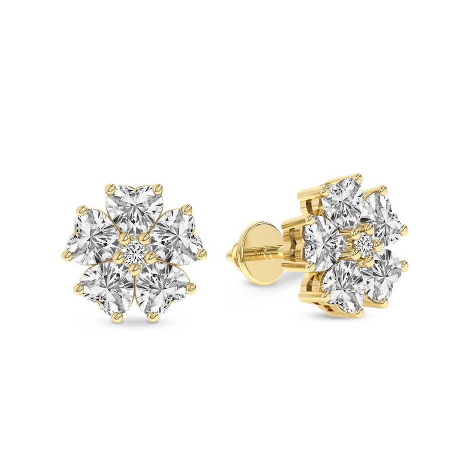 10kt Yellow Gold Thalia Bloom Fashion Flower Lab Diamond Stud Earrings (1 Ct. Tw.) left