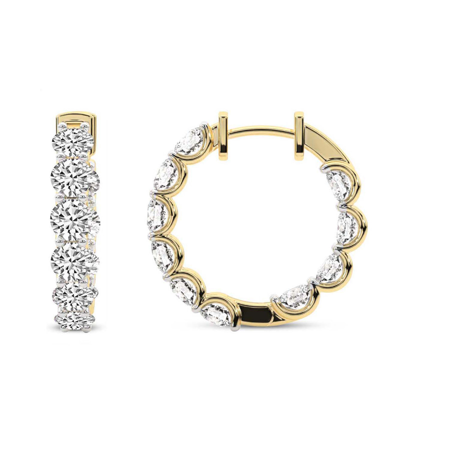 14kt Yellow Gold Sirena Round Lab Diamond Hoop Earrings (5 Ct. Tw.) side right image one