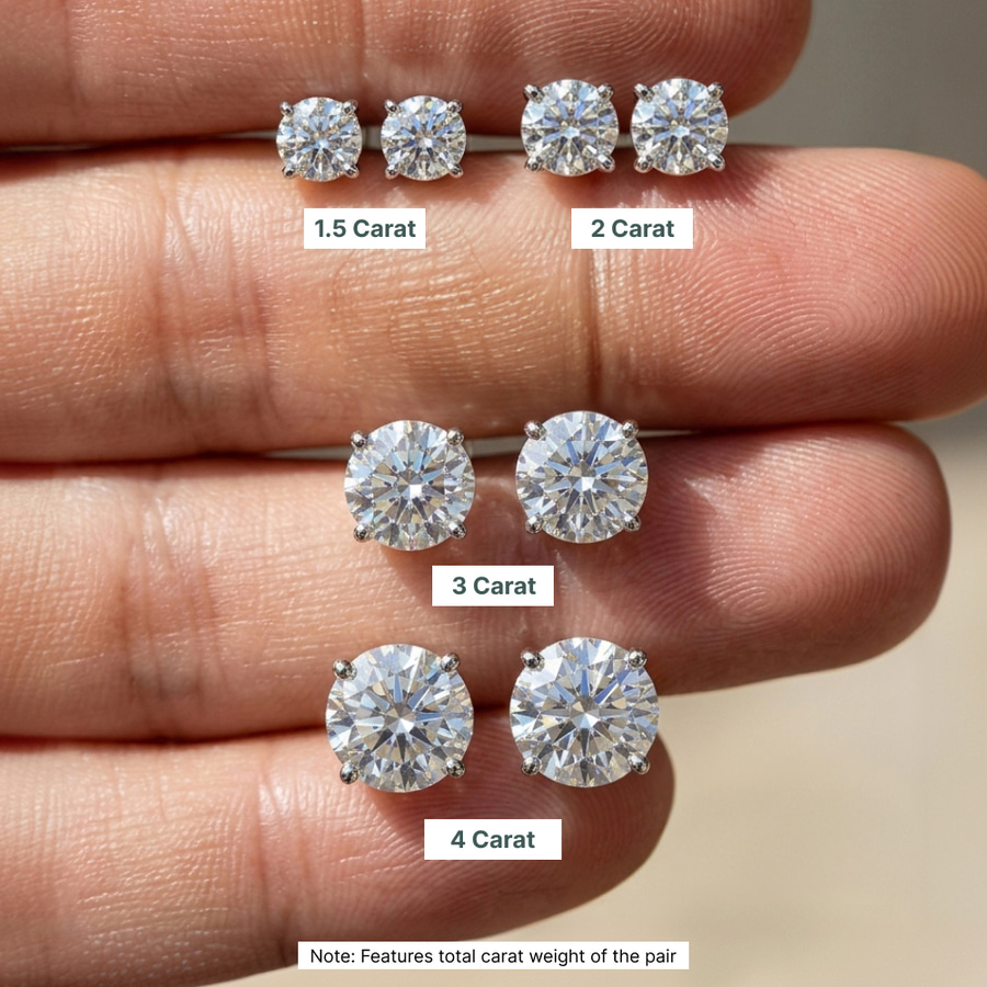 10kt Yellow Gold Four Prong Round Lab Diamond Stud Earrings (8 Ct. Tw.) color product image two