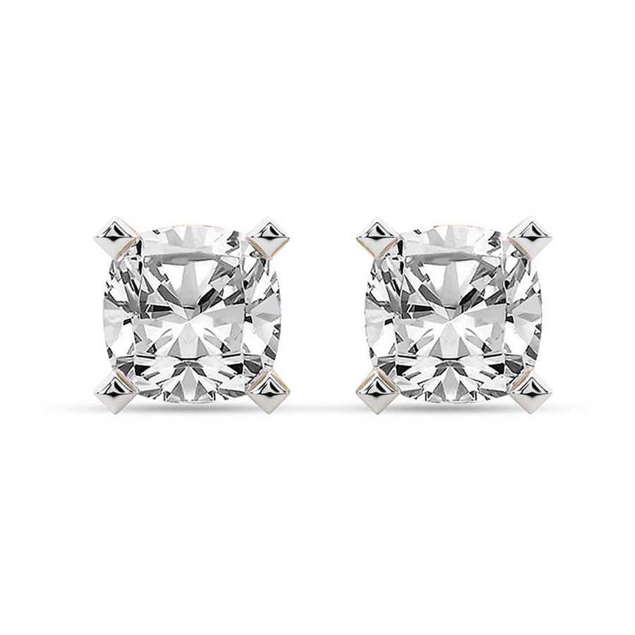 10kt Yellow Gold Four Prong Cushion Lab Diamond Stud Earrings (1 Ct. Tw.) front image