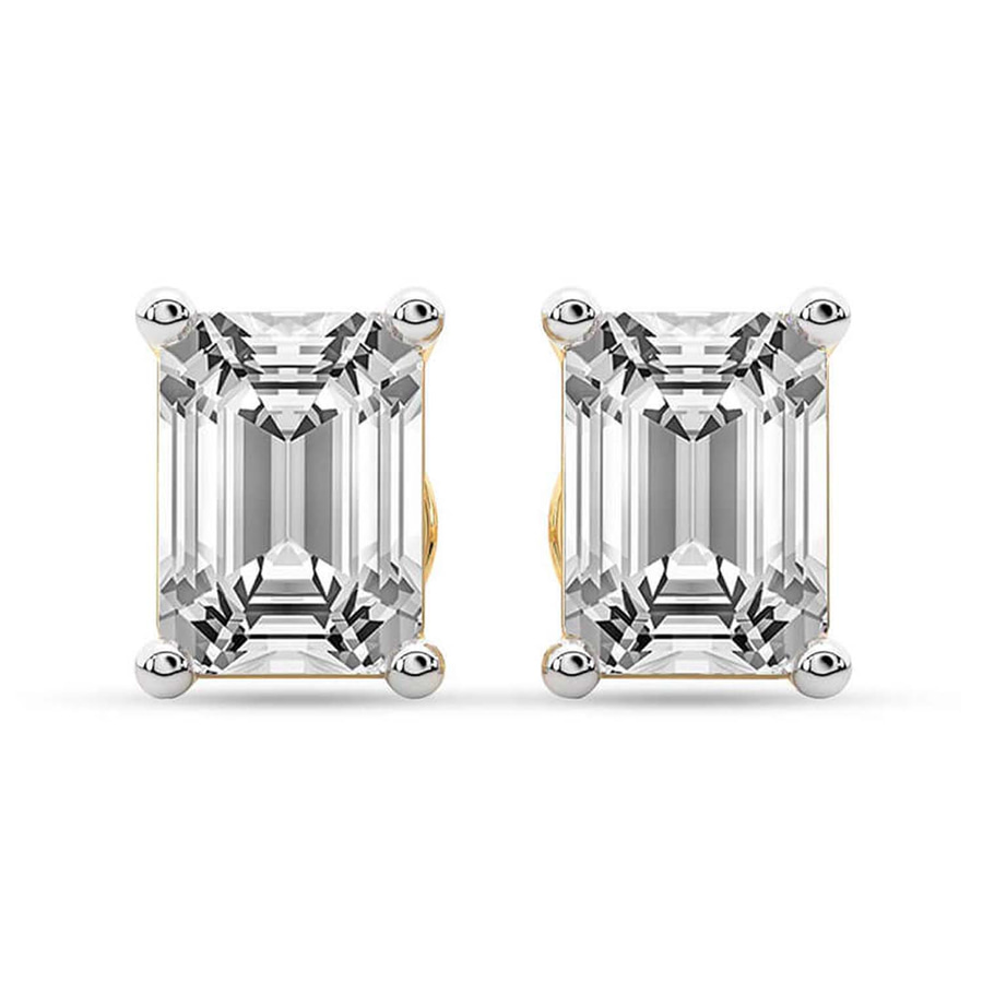 10kt Yellow Gold Four Prong Emerald Lab Diamond Stud Earrings (2 Ct. Tw.) front image
