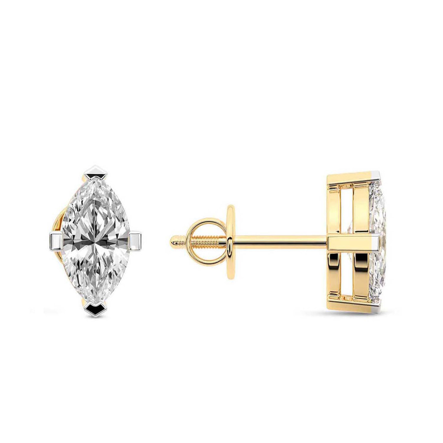 10kt Yellow Gold Four Prong Marquise Lab Diamond Stud Earrings (1 Ct. Tw.) standing product image one