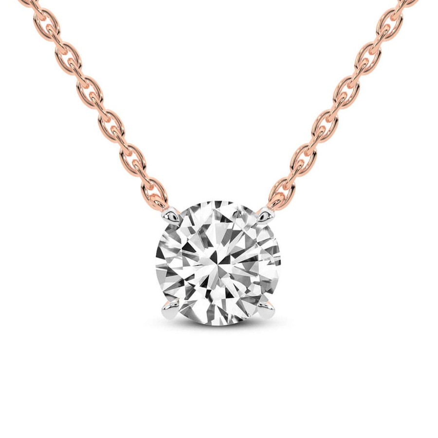 10kt Rose Gold Lluvia Round Lab Diamond Solitaire Necklace (3 Ct. Tw.) front image