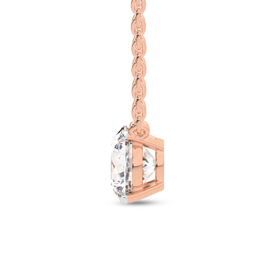 10kt Rose Gold Lluvia Round Lab Diamond Solitaire Necklace (1/2 Ct. Tw.) standing product image one