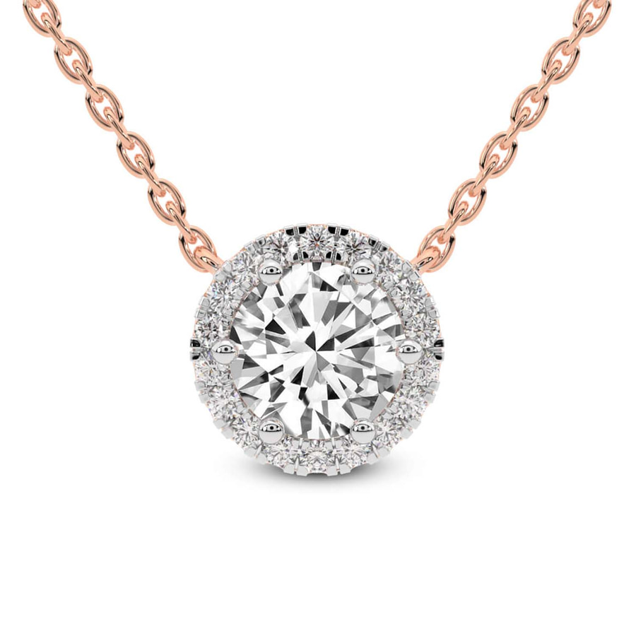 10kt Rose Gold Belleza Halo Lab Diamond Solitaire Necklace (1/2 Ct. Tw.) front image