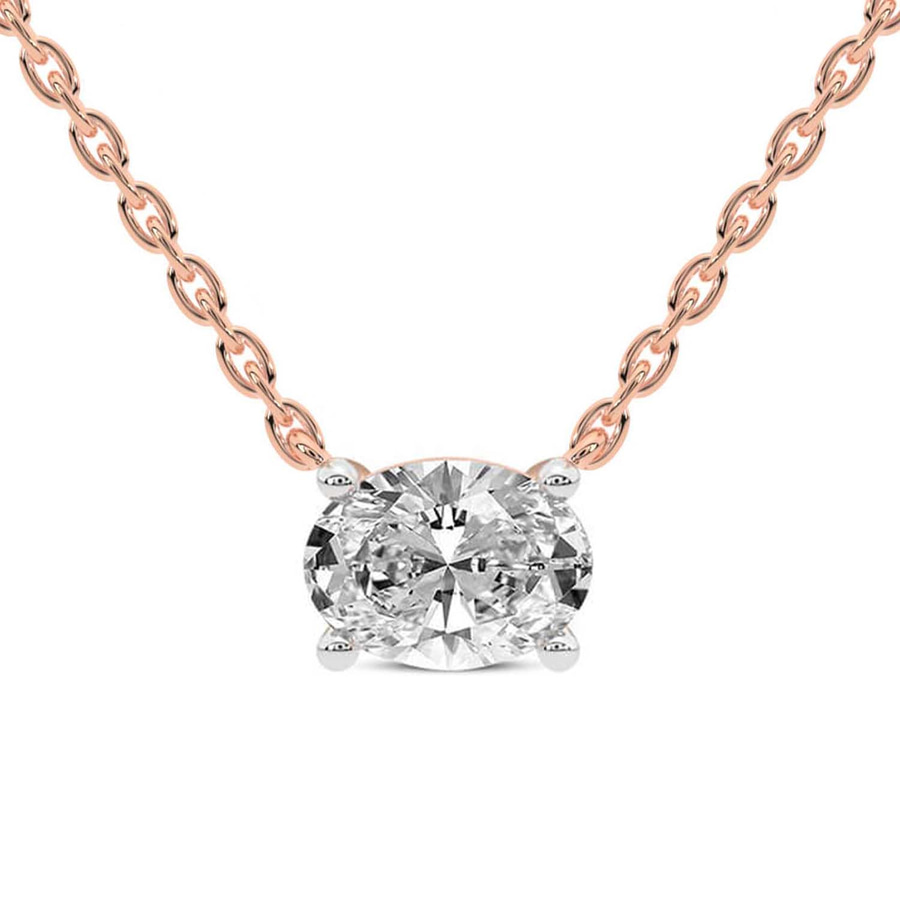 10kt Rose Gold Fernanda Oval Lab Diamond Solitaire Necklace (1 Ct. Tw.) front image