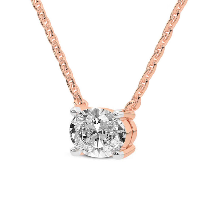 10kt Rose Gold Fernanda Oval Lab Diamond Solitaire Necklace (1 Ct. Tw.) left