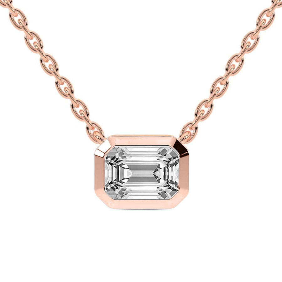 14kt Rose Gold Aubree Emerald Bezel Lab Diamond Solitaire Necklace (2 Ct. Tw.) front image