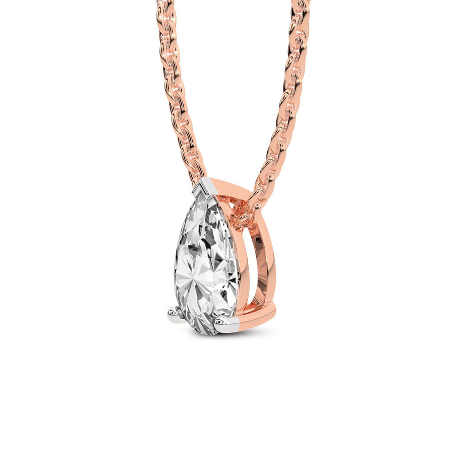 14ct Rose Gold Marisol Pear Lab Diamond Solitaire Necklace (2 Ct. Tw.) side right image one