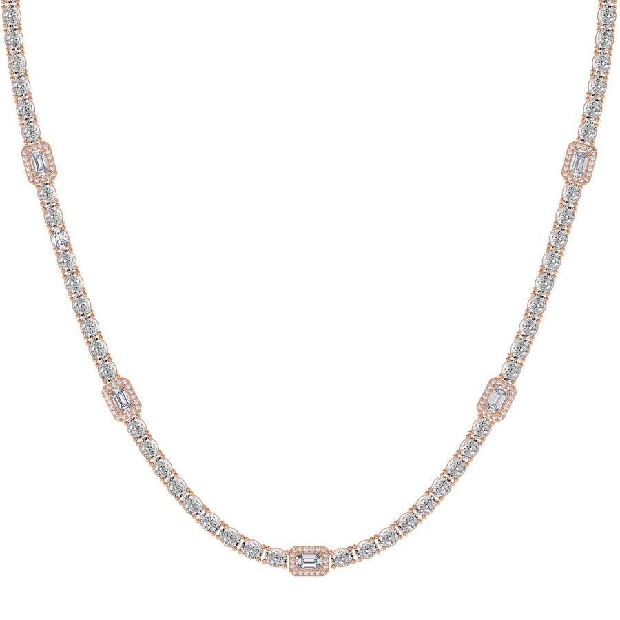 10kt Rose Gold Emerald Halo Station Lab Diamond Tennis Necklace (20 Ct. Tw.) front image