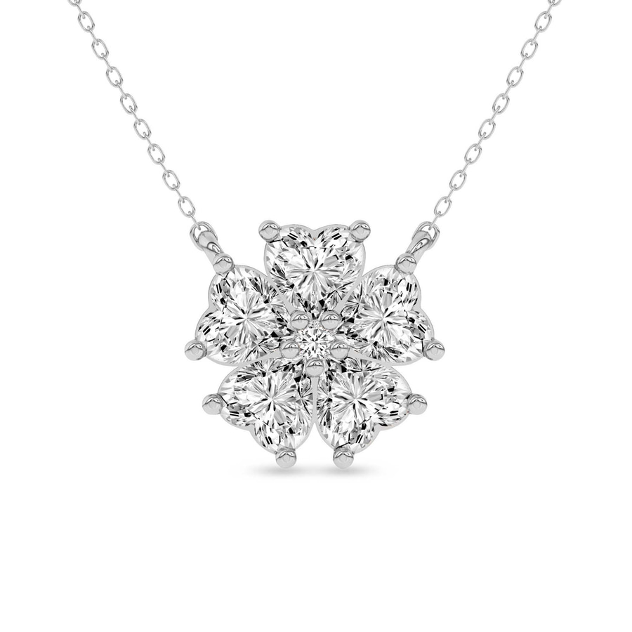 10kt White Gold Heart Bloom Lab Diamond Fashion Necklace (1 Ct. Tw.) front image
