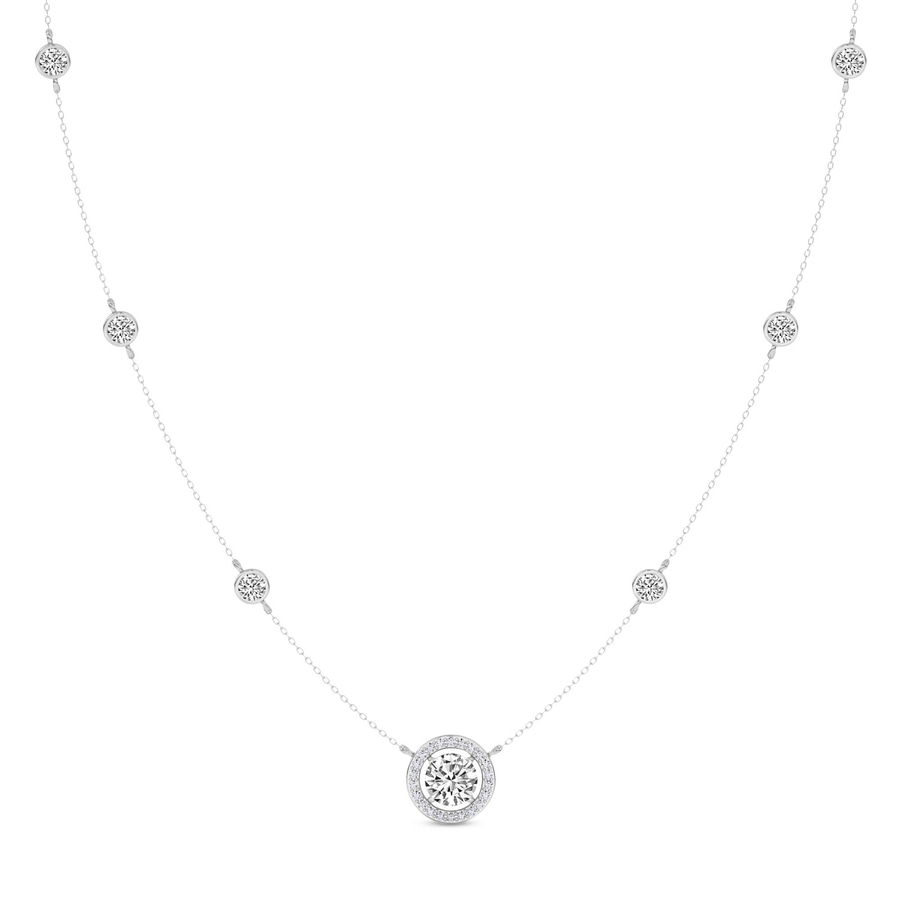 10kt White Gold Lumire Halo Lab Diamond Fashion Necklace (1/2 Ct. Tw.) front image