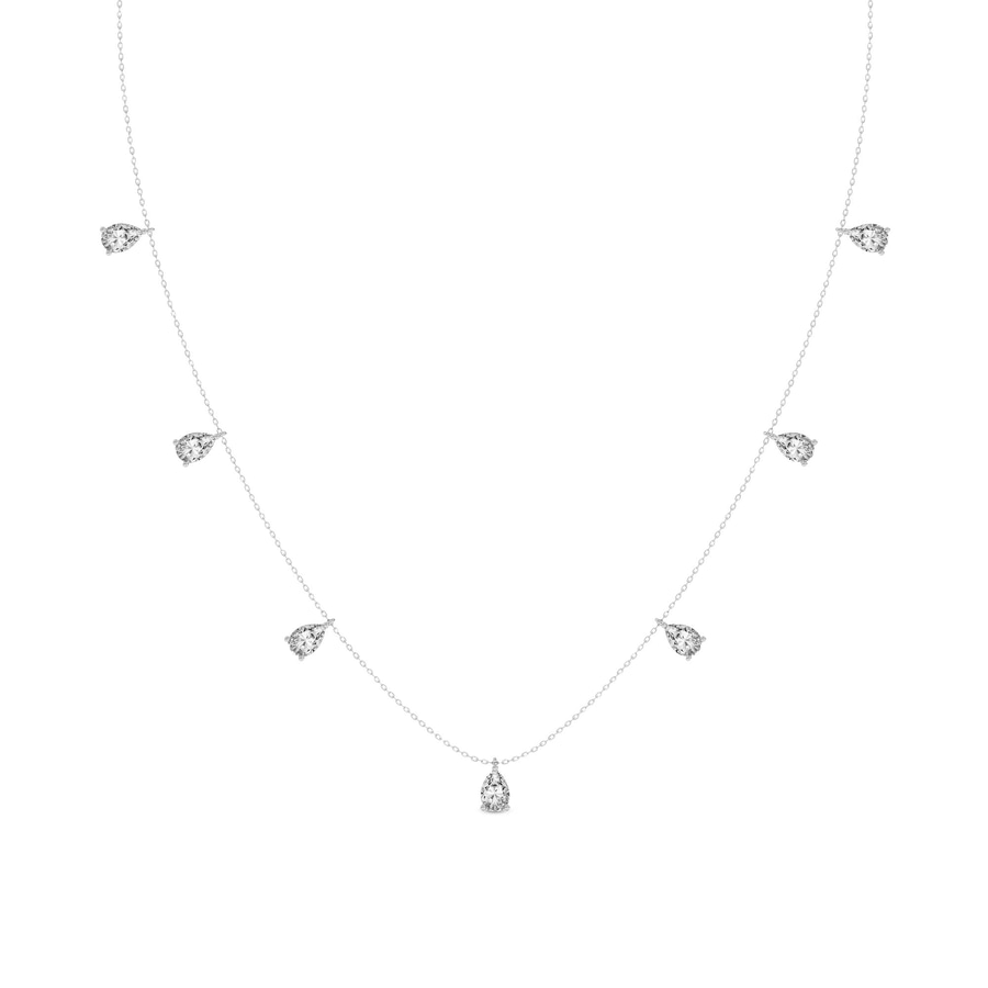 10kt White Gold Lace of Love Pear Lab Diamond Station Fashion Necklace (1/2 Ct. Tw.) front image