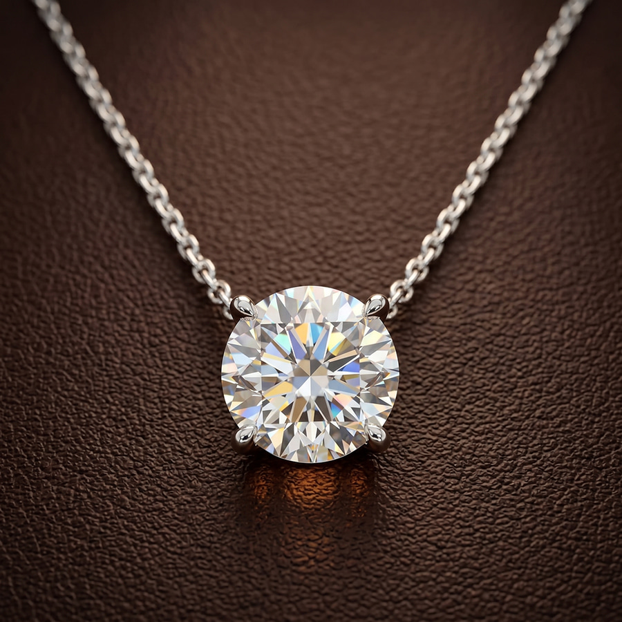 14kt White Gold Lluvia Round Lab Diamond Solitaire Necklace (3 Ct. Tw.) color product image two