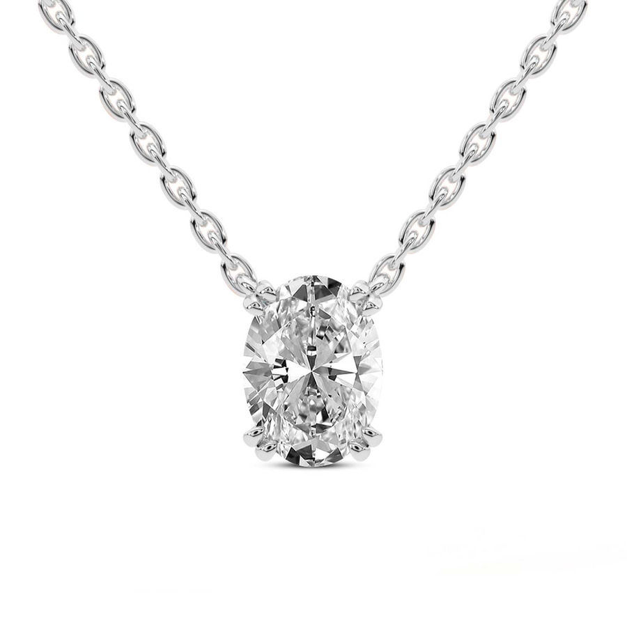 10kt White Gold Ethereal Oval Lab Diamond Solitaire Necklace (1/2 Ct. Tw.) front image