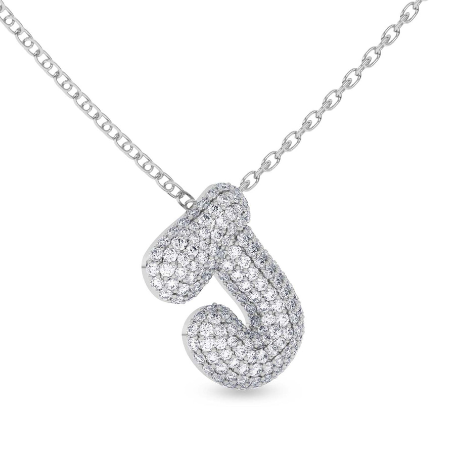 10kt White Gold Lab Diamond Initial J Necklace (1 Ct. Tw.) side right image one