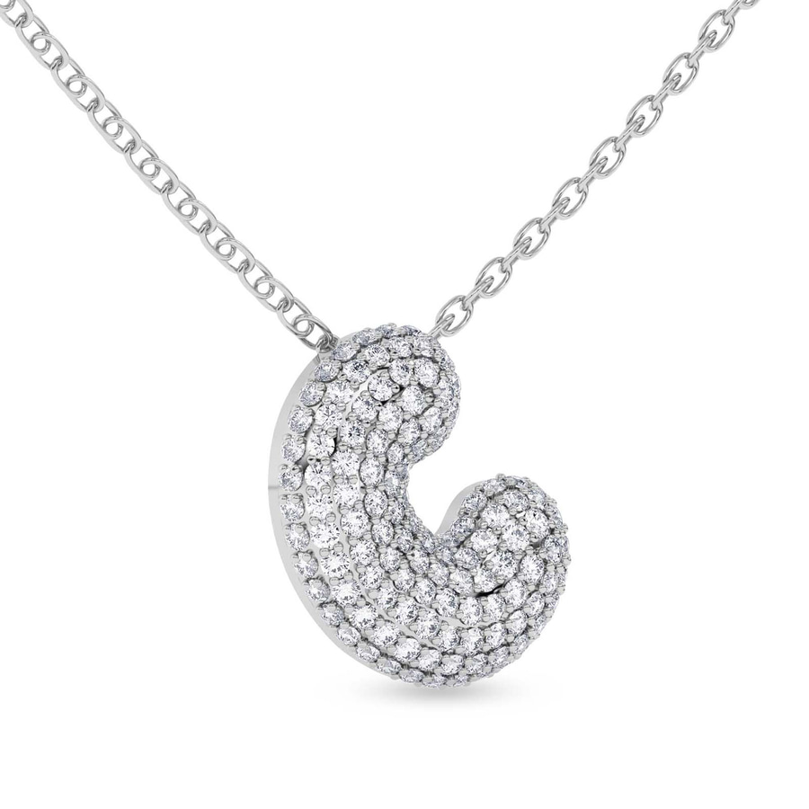 14kt White Gold Lab Diamond Initial C Necklace (1 Ct. Tw.) side right image one