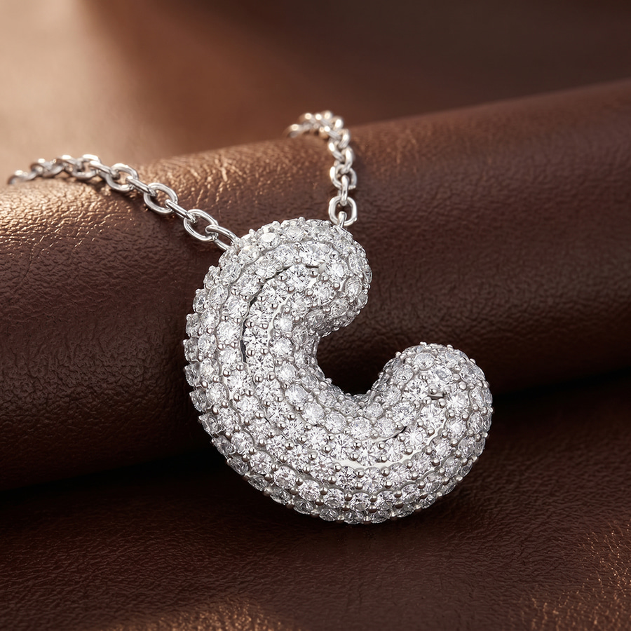 14kt White Gold Lab Diamond Initial C Necklace (1 Ct. Tw.) color product image two