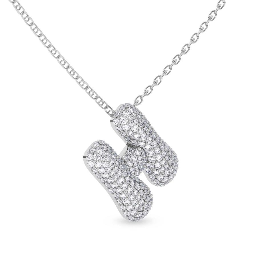 10kt White Gold Lab Diamond Initial H Necklace (1 Ct. Tw.) left