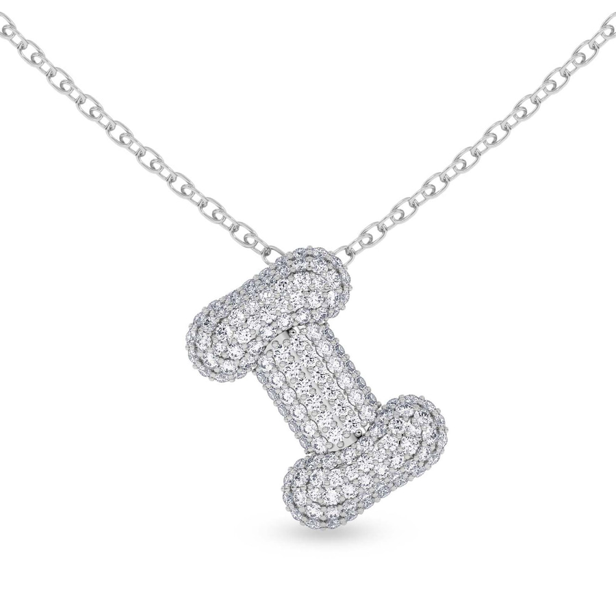 9ct White Gold Lab Diamond Initial I Necklace (1 Ct. Tw.) front image