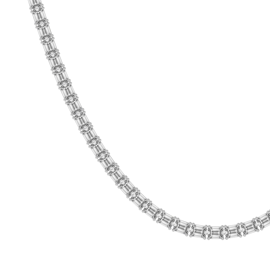 Platinum Lorel Emerald Lab Diamond Tennis Necklace (15 Ct. Tw.) right