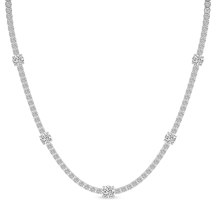 Platinum Solitaire Station Lab Diamond Tennis Necklace (7 Ct. Tw.) front image